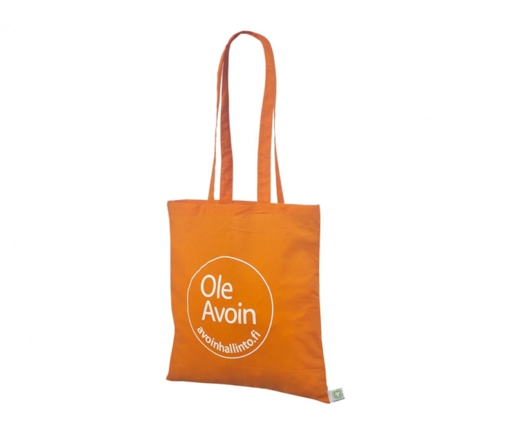 Oranži värvi orgaanilisest puuvillasest riidest kotid personaalse trükiga
