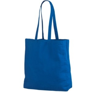 Sinist värvi küljevoldiga riidest kott. Mõõdud: 38x10x42 cm