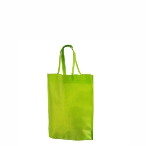 Roheline non woven riidest kott. Mõõdud: 29x35+11 cm.