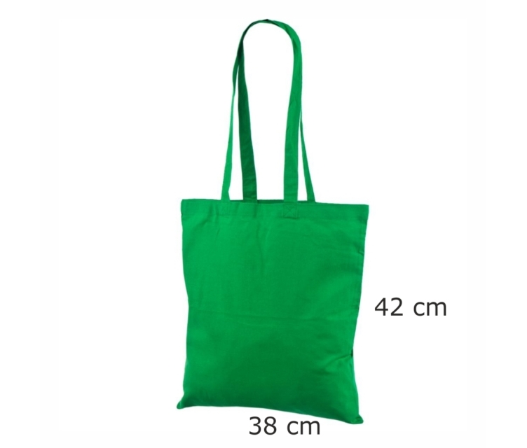 Roheline puuvillasest riidest kott.