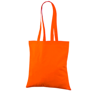 Soodsa hinnaga oranži värvi riidest kott. Koti mõõdud 38×42 cm
